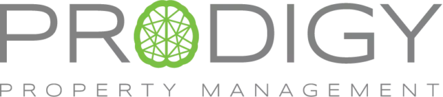 The logo for Prodigy Property Management featuring stylized grey and green text.